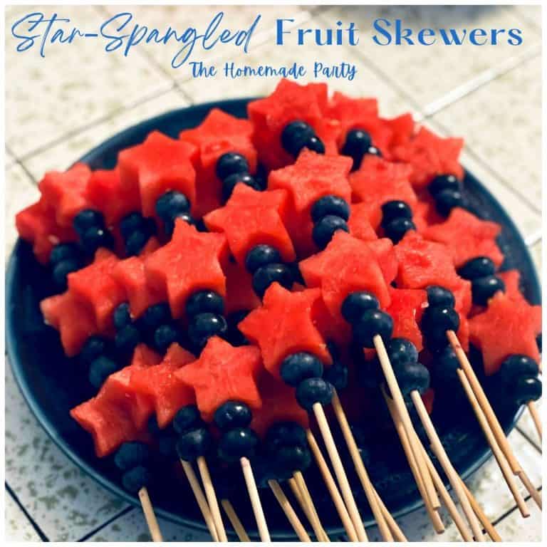 watermelon star and blueberries fruit kabobs