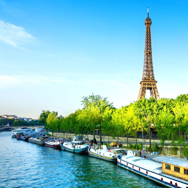river running in front of Eiffel tower