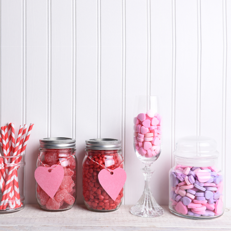 Valentine's Day candy in jars